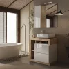 Ensemble salle de bain meuble+miroir+vasque HAMBURG blanc brillant, Kadiz 79 x 79 x 49 cm