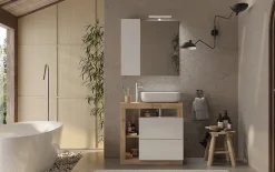Ensemble salle de bain meuble+miroir+vasque HAMBURG blanc brillant, Kadiz 79 x 79 x 49 cm
