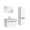 Ensemble Salle De Bain simple vasque avec colonne et miroir 60cm meuble blanc