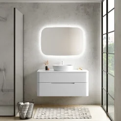 Ensemble salle de bains L. 119 cm meuble sous vasque + plan de toilette blanc mat Alba