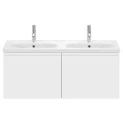 Ensemble sous vasque + plan vasque résine l.120 cm, blanc mat, GoodHome Levanna