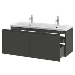 Ensemble sous vasque + plan vasque résine l.120 cm, gris anthracite, GoodHome Levanna