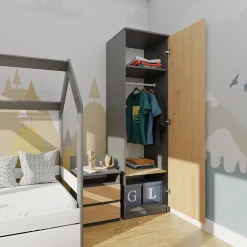 ESME - Armoire simple style scandinave chambre à coucher - 50x50x180 - 1 porte - Dressing