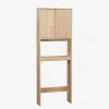 Etagère / Meuble WC Linear avec portes coulissantes. 3 espaces de rangement. naturel. 64 x 20 x 180 cm