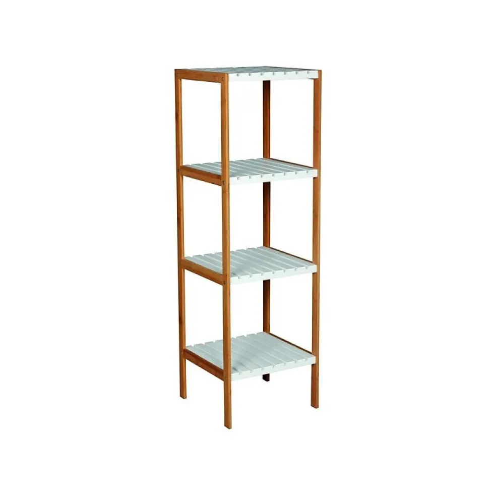 Etagère 4 Niveaux Bambou MDF Blanc MSV