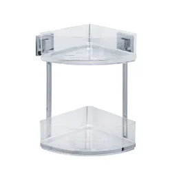 Etagère d'angle en acier inox Quadro 2 niveaux