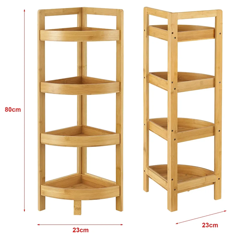Etagère d'angle Lestijaervi 4 niveaux pour salle de bain ou cuisine 80 x 23 x 23 cm en.casa