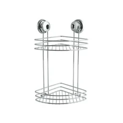 Etagère d'angle MSV - 2 niveaux à ventouse - Chromé