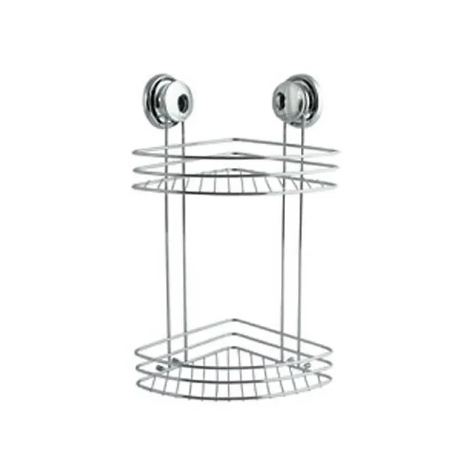 Etagère d'angle MSV - 2 niveaux à ventouse - Chromé