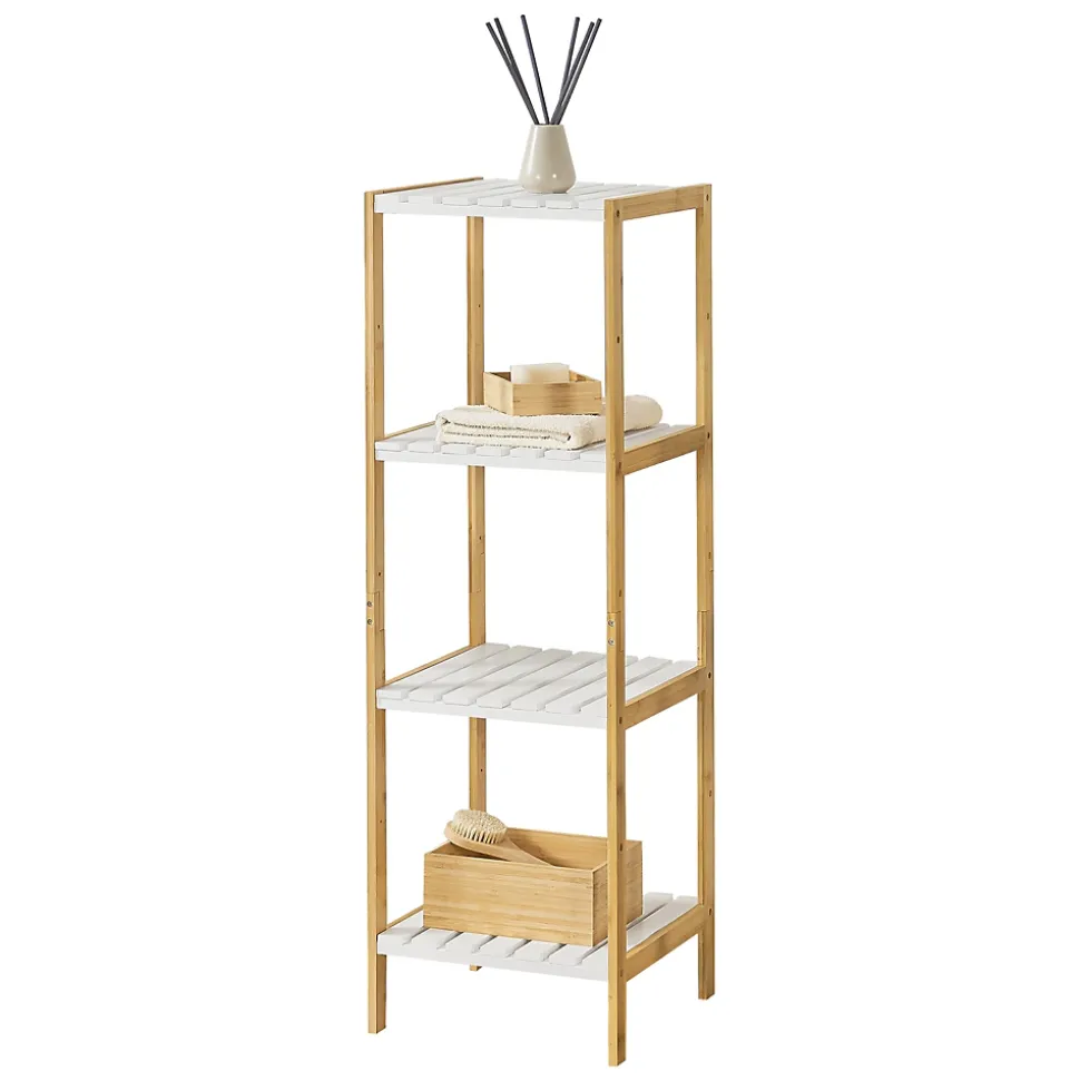 Etagère de rangement Balsfjord 33 x 34 x 110 cm Bambou Blanc en.casa