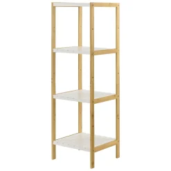 Etagère de rangement Balsfjord 33 x 34 x 110 cm Bambou Blanc en.casa