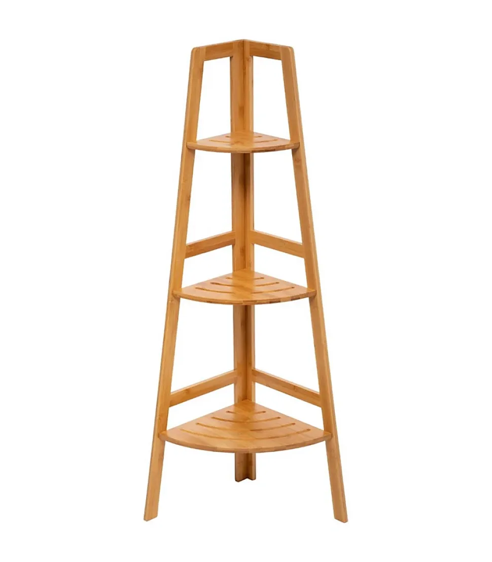Etagère de rangement d'angle 3 niveaux en Bambou H 103 cm
