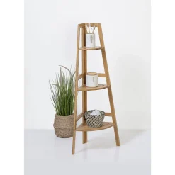 Etagère de rangement d'angle 3 niveaux en Bambou H 103 cm