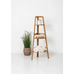Etagère de rangement d'angle 3 niveaux en Bambou H 103 cm