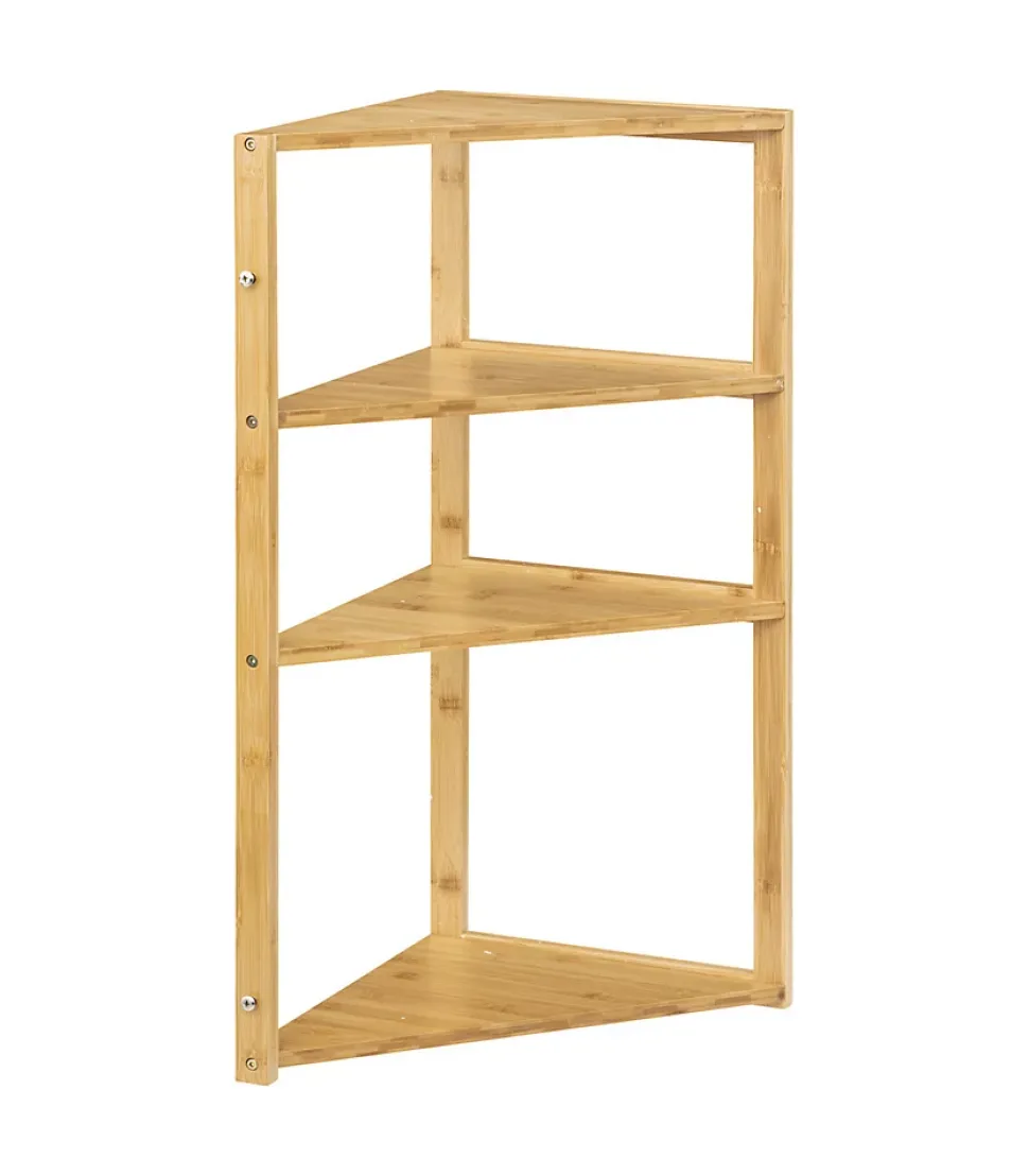 Etagère de rangement d'angle 4 niveaux en Bambou H 80 cm