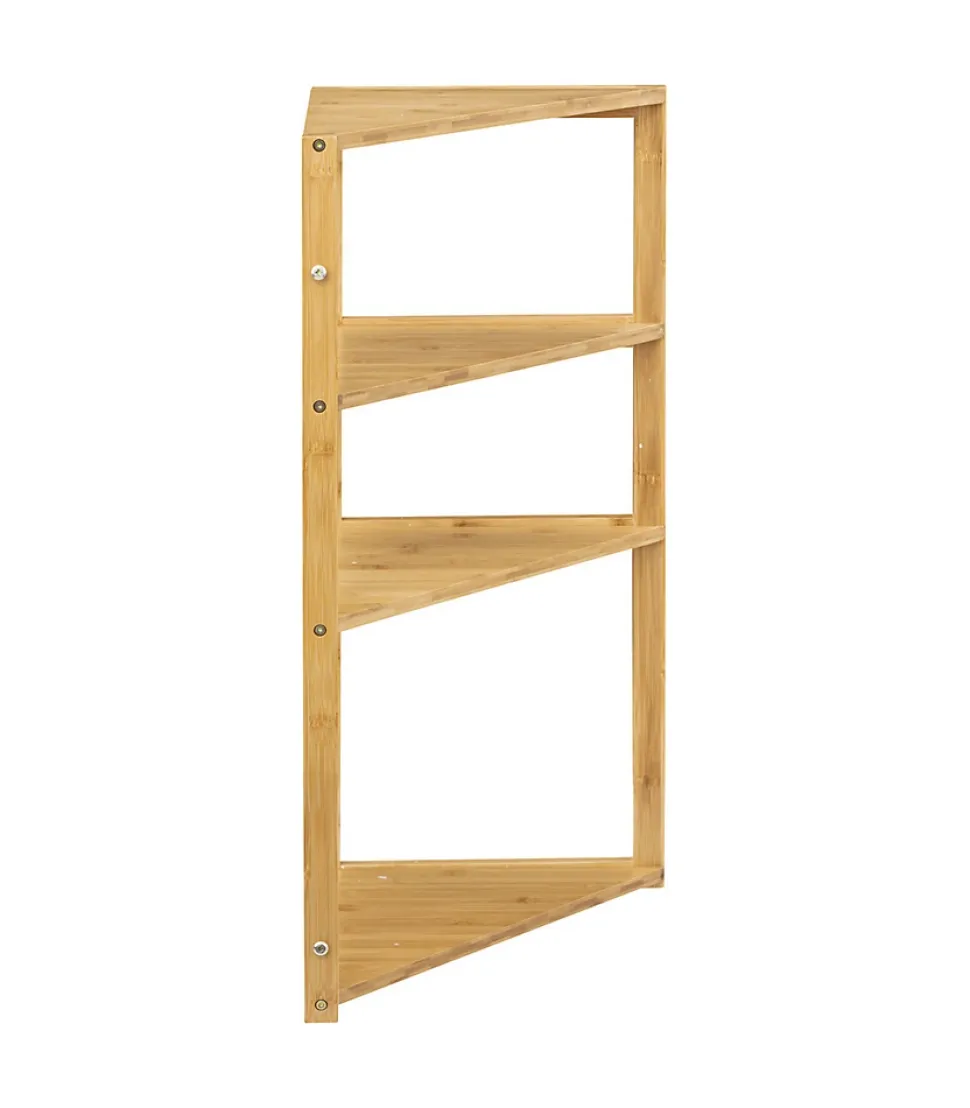 Etagère de rangement d'angle 4 niveaux en Bambou H 80 cm