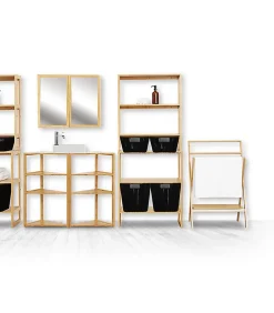 Etagère de rangement d'angle 4 niveaux en Bambou H 80 cm