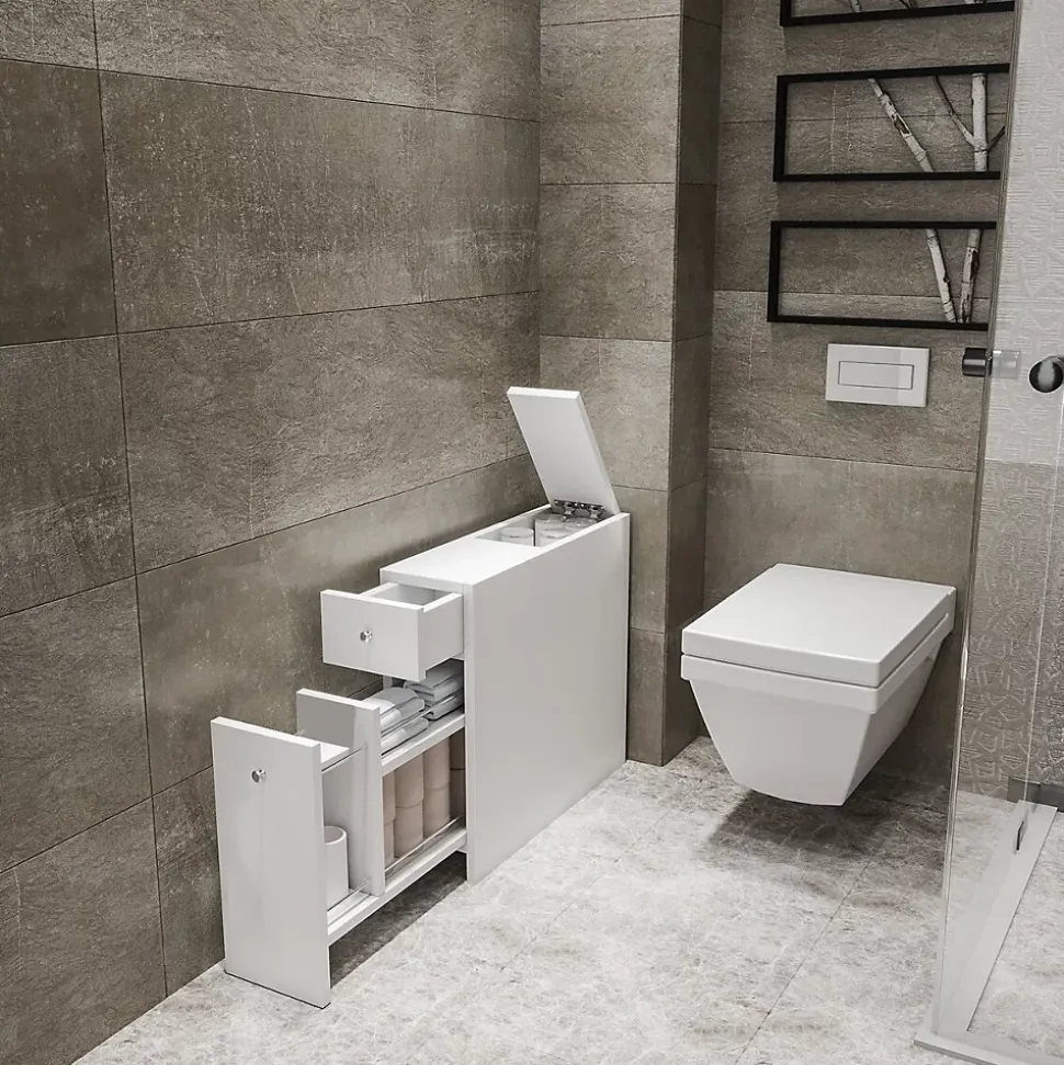 Etagère de rangement WC blanc L19 cm - CALENCIA
