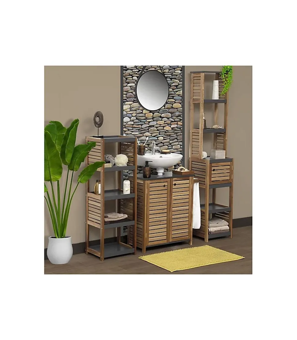 Etagère de salle de bain 5 niveaux en acacia - Tendance - H108 cm