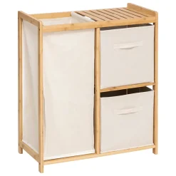 Etagère de salle de bain bambou avec panier à linge, Five Simply Smart Tidy Box