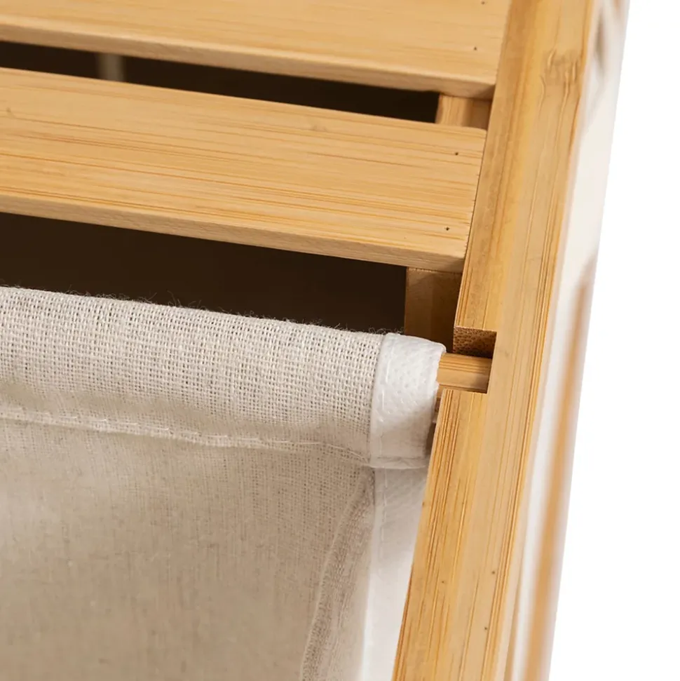 Etagère de salle de bain bambou avec panier à linge, Five Simply Smart Tidy Box