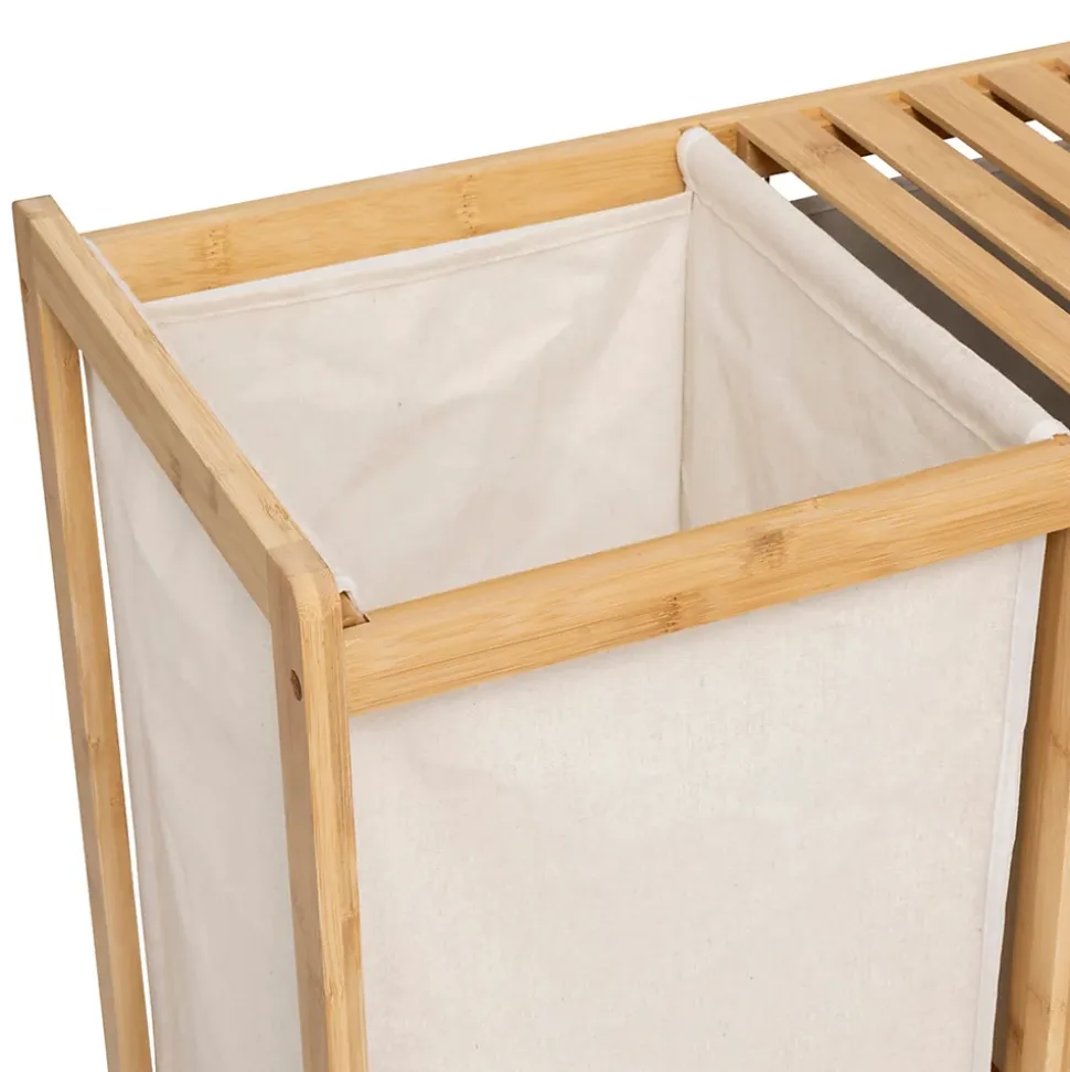 Etagère de salle de bain bambou avec panier à linge, Five Simply Smart Tidy Box