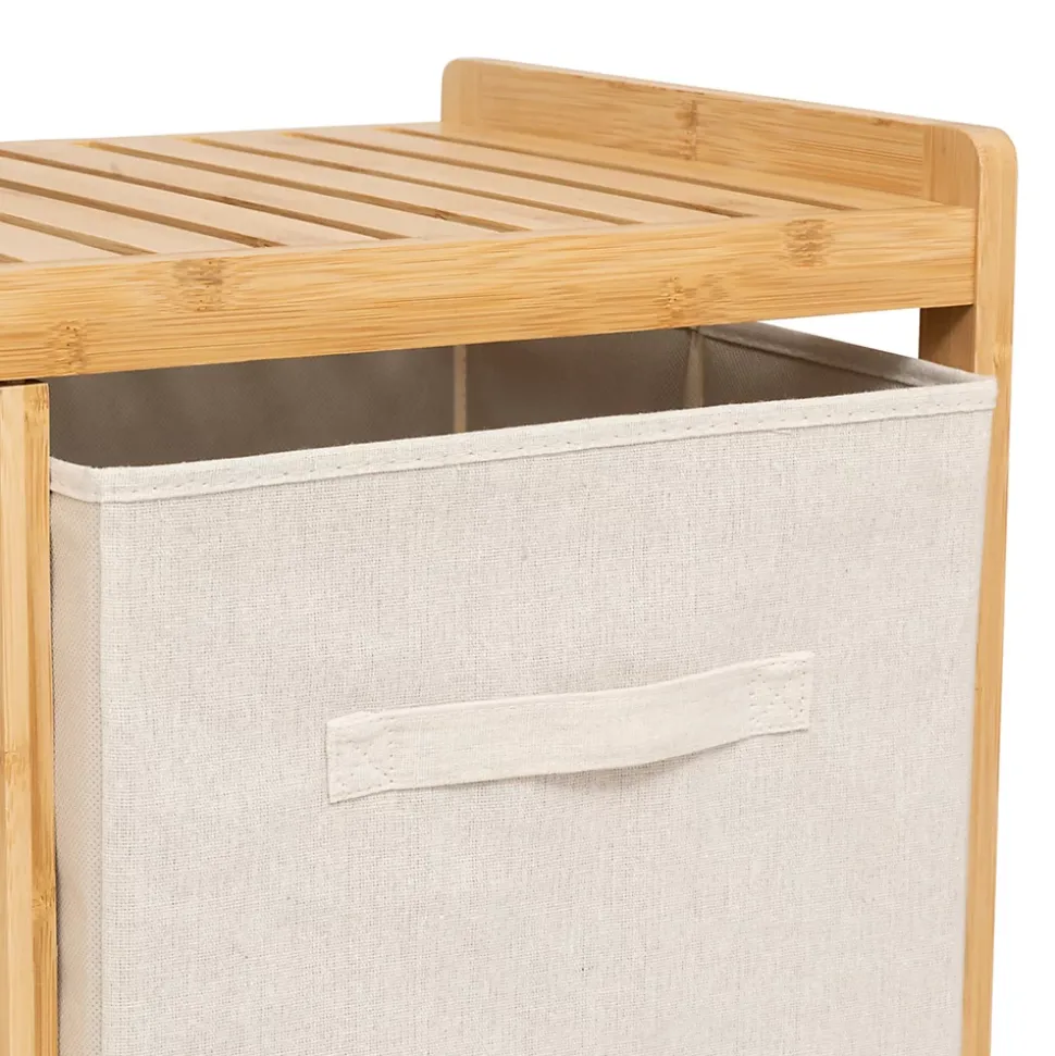 Etagère de salle de bain bambou avec panier à linge, Five Simply Smart Tidy Box