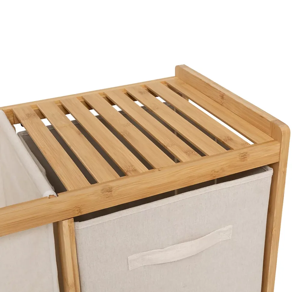 Etagère de salle de bain bambou avec panier à linge, Five Simply Smart Tidy Box