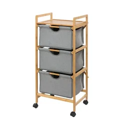 Etagère de salle de bain en bambou 3 Tiroirs - H. 96 cm