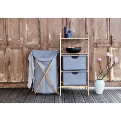 Etagère de salle de bain en bambou 2 Tiroirs - H. 96 cm
