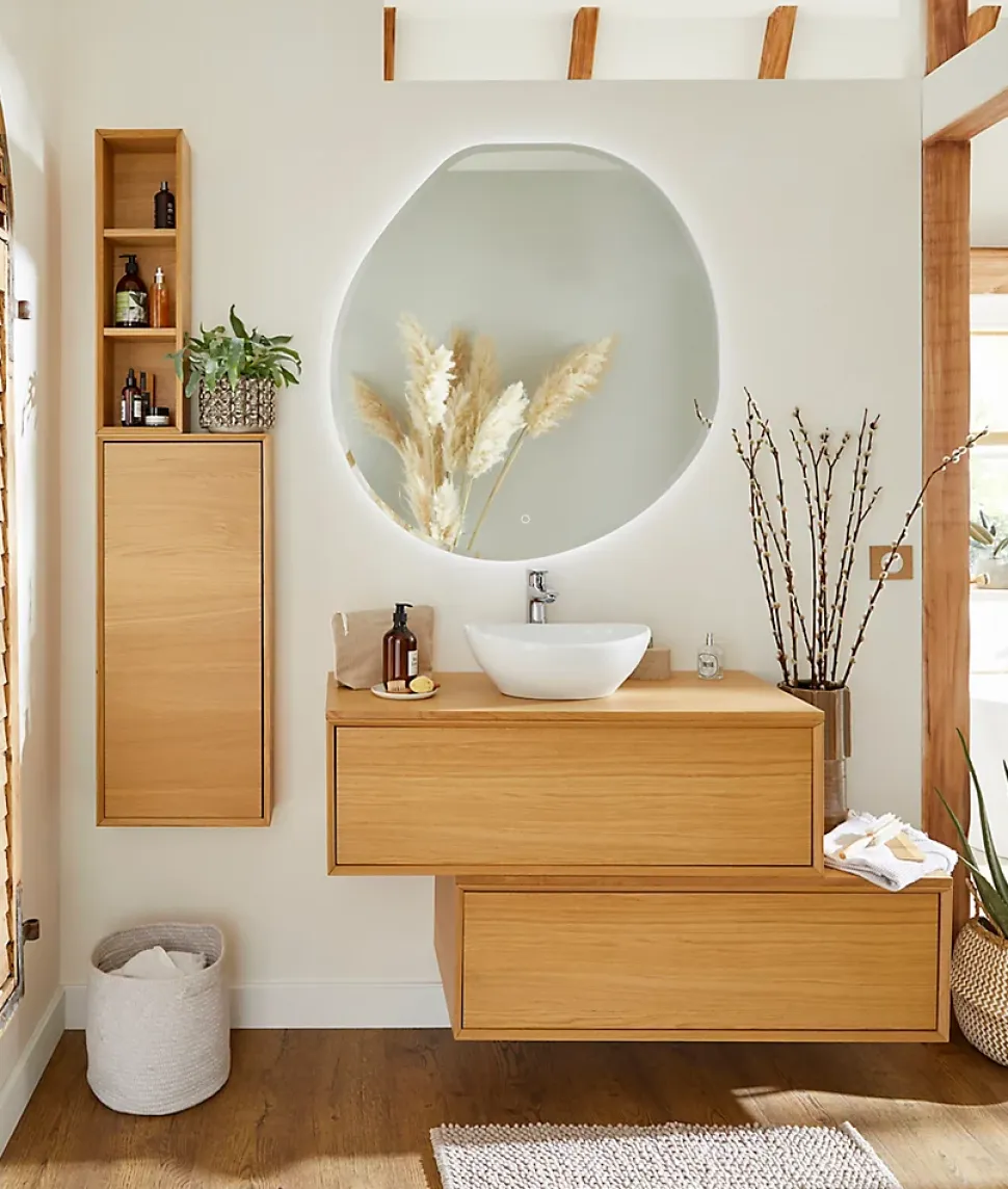 Etagère de salle de bains Goodhome Avela placage chêne 20 cm