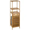 Etagère de salle de bains avec panier à linge, gris et bambou, 5Five Mix&Modul