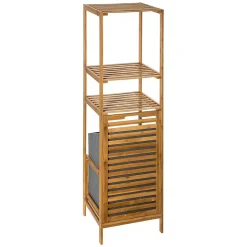 Etagère de salle de bains avec panier à linge, gris et bambou, 5Five Mix&Modul