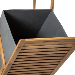 Etagère de salle de bains avec panier à linge, gris et bambou, 5Five Mix&Modul