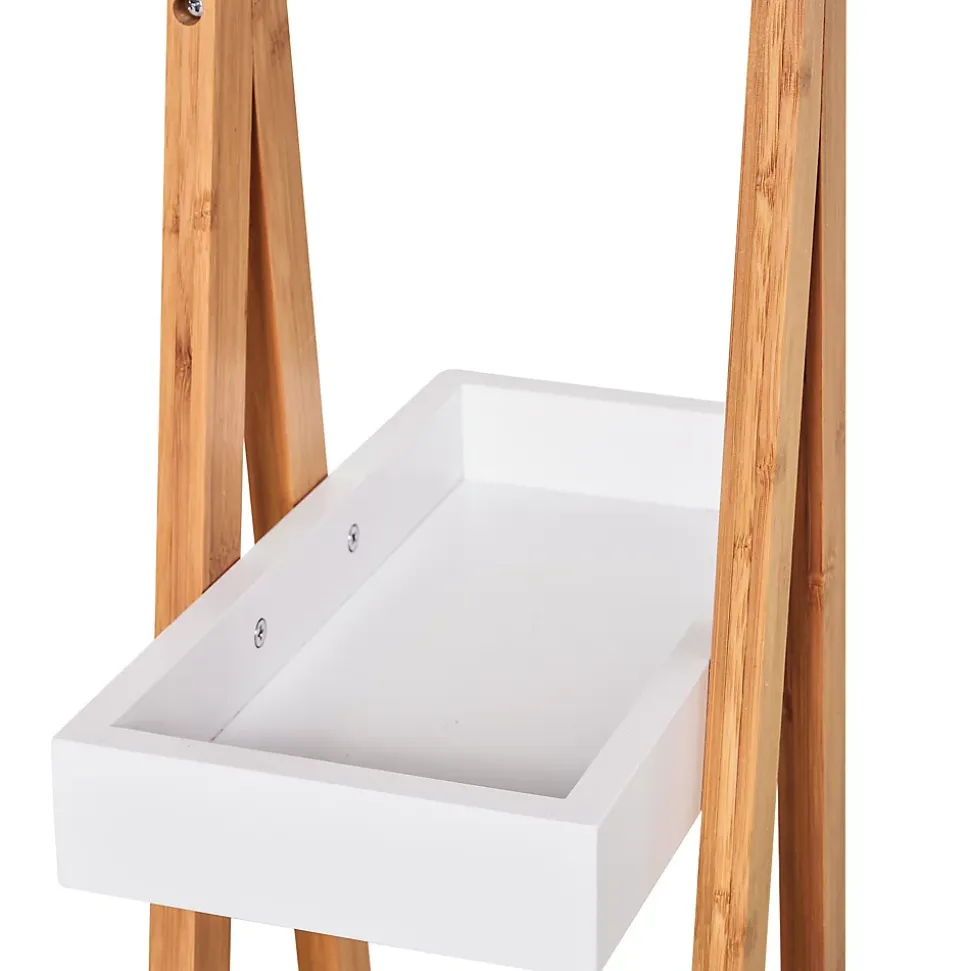 Etagère en bambou de salle de bain étagère debout 3 paniers dim. 30L x 18l x 81H cm bambou MDF blanc