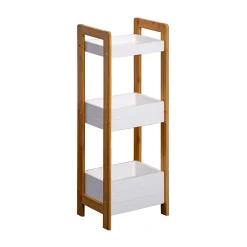 Etagère en échelle Meuble de Salle de Bains MDF Bambu Blanc Marron Rebecca Mobili