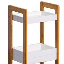 Etagère en échelle Meuble de Salle de Bains MDF Bambu Blanc Marron Rebecca Mobili