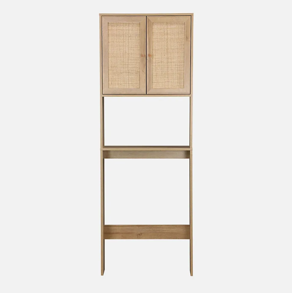 Etagère meuble WC décor bois et cannage Bohème 1 étagère 64 x 20 x 180 cm naturel