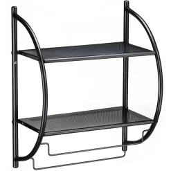 Etagère murale de salle de bain JANINE, en métal noir