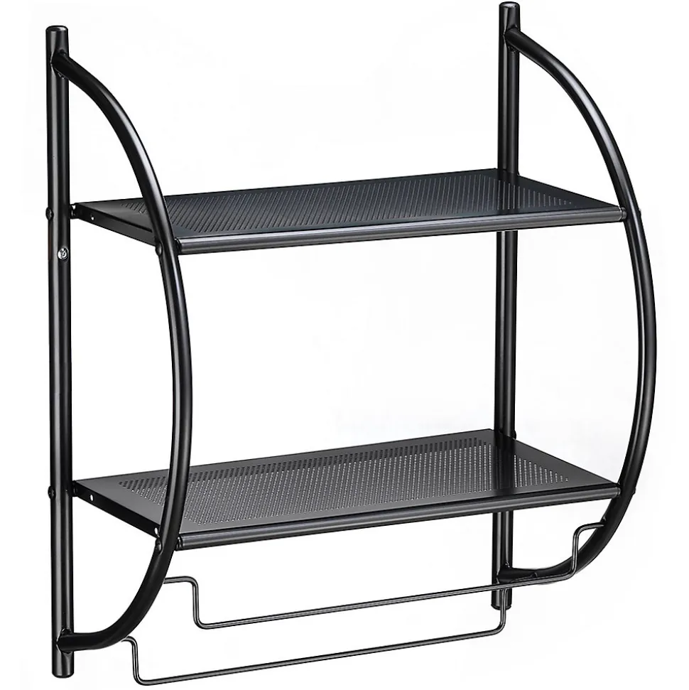 Etagère murale de salle de bain JANINE, en métal noir