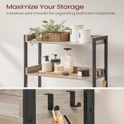 Etagère pont WC avec 3 étagères - L63 cm