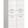 Eteka - Armoire de salle de bains (L/H/P : 74x141x31 cm) en imitation blanc et blanc brillant profond