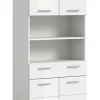Eteka - Armoire haute (L/H/P : 74x191x31 cm) en imitation blanc et blanc brillant profond