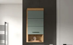 Eteka - Armoire suspendue (L/H/P : 37x79x24 cm) en imitation blanc et imitation sauge emboutie