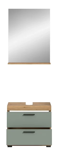 Eteka - Combinaison de salle de bains (L/H/P : 60x191x34 cm) en imitation blanc et imitation sauge profonde