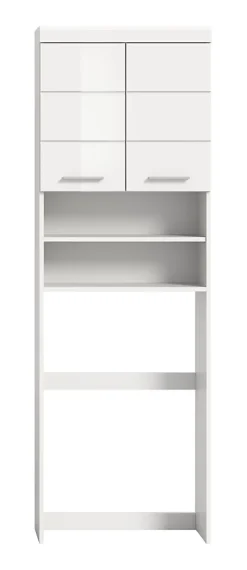Eteka - Meuble lavabo (L/H/P : 63x191x24 cm) en imitation blanc et blanc brillant profond