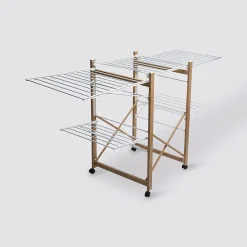 Etendoir à linge 4 roues avec surface d'étendage de 27 m effet bois ,5Five
