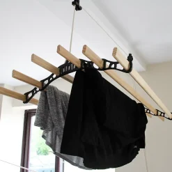 Etendoir à Linge Suspendu - Noir - 2m