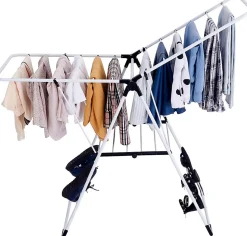 Etendoir a Linge Pliable Portable en Acier Inoxydable Rangement pour Vetements de Lessive