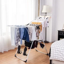 Etendoir a Linge Pliable Portable en Acier Inoxydable Rangement pour Vetements de Lessive